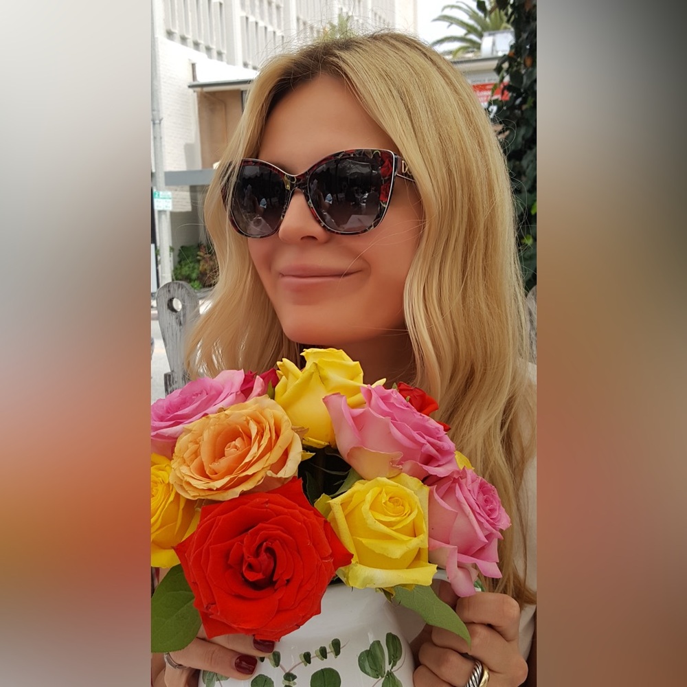Dolce & Gabbana Women's Black Sunglasses with flowers